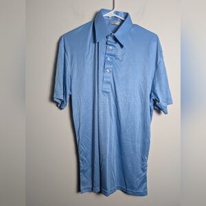 Collars & Co. Blue Short Sleeve Polo Dress Shirt Sz L